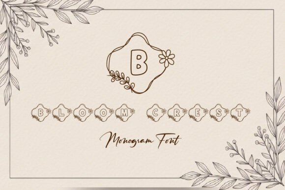 Bloom Crest Monogram: Elegant Floral Font for Creative Projects